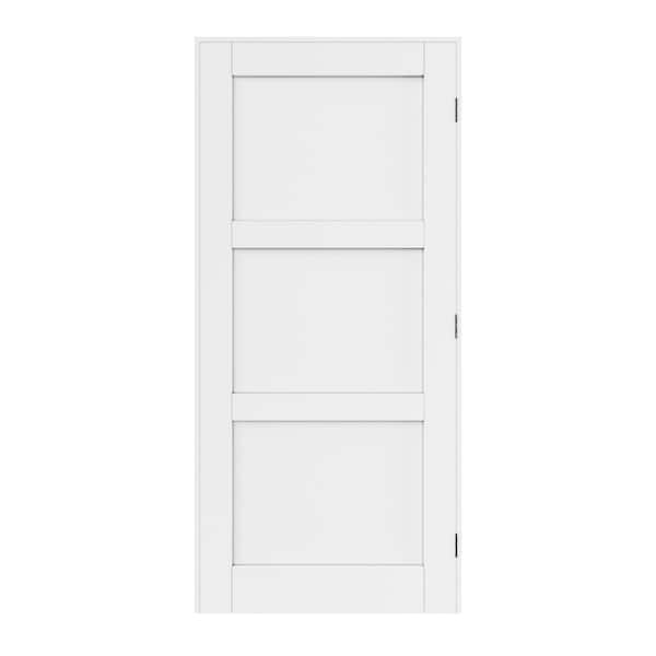 ARK DESIGN Assembly Required 36 in. x 80 in. Blank 3-Lite Left Handed White Solid Core MDF Wood Single Door Kit w/Separate Jamb