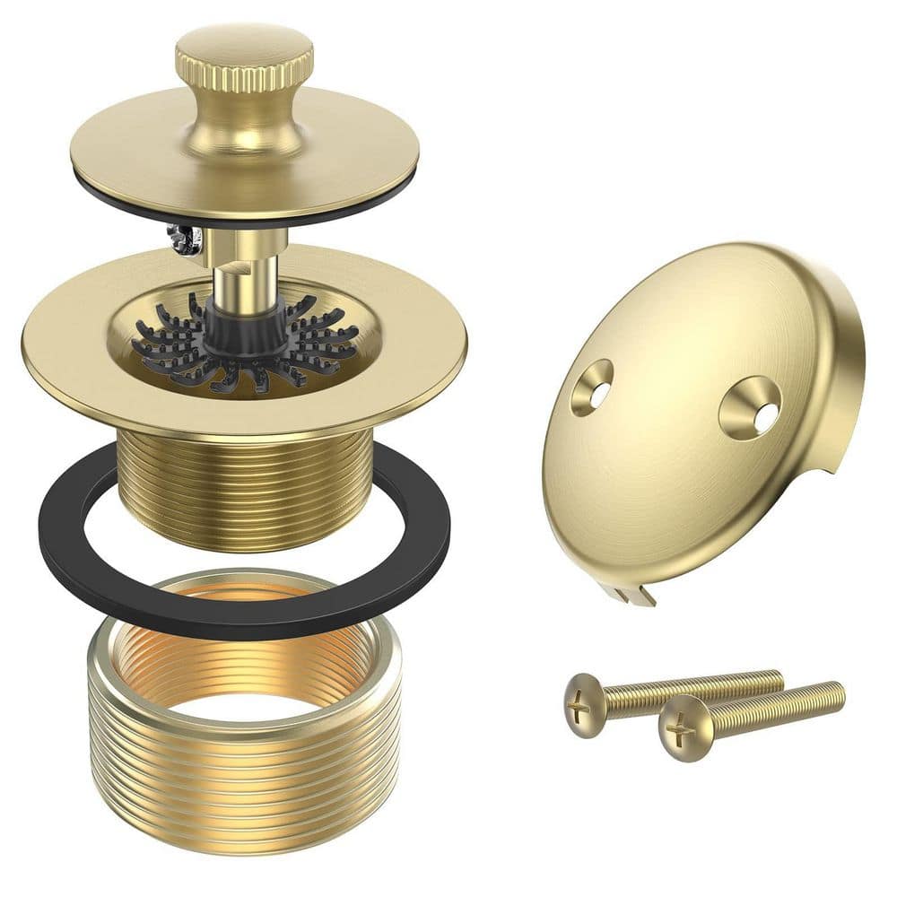 Bath Tub Trim Set with 2-Hole Overflow Faceplate, Lift and Turn Twist Tub Drains Replacement Trim Kit, Brushed Gold price history on PriceWatchPro