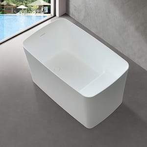 Muse 47 in. x 27.5 in. Solid Surface Non Whirlpool Soaking Bathtub with Interior Seat in White