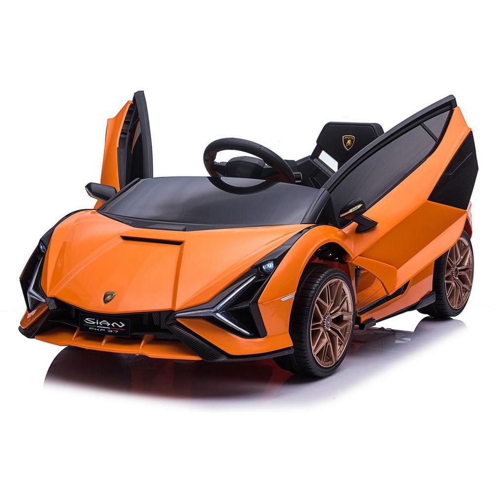 TOBBI Licensed Lamborghini Sian 12-Volt Kids Electric Ride On Car with Remote Control, Orange, Oranges/Peaches -  THP0133