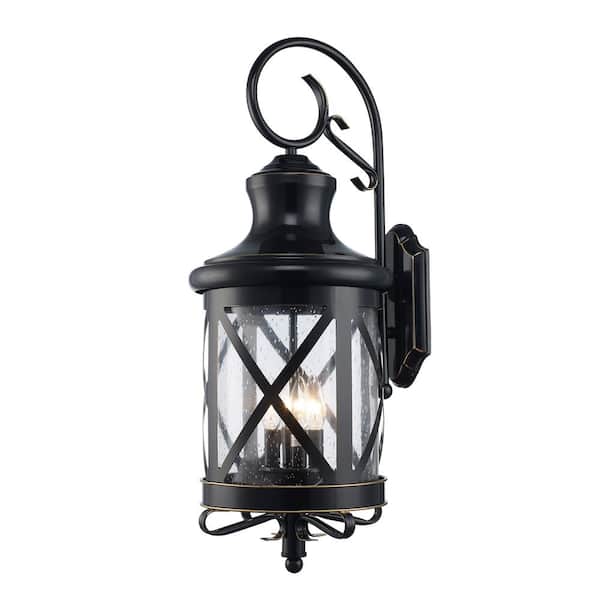 Bel Air Lighting Chandler 4-Light Oil Rubbed Bronze Outdoor Wall Light Fixture with Seeded Glass