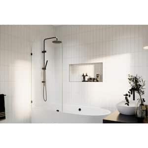 Venus 34 in. W x 66.75 in. H Single Fixed Frameless Arched Tub Door in Oil Rubbed Bronze without Handle