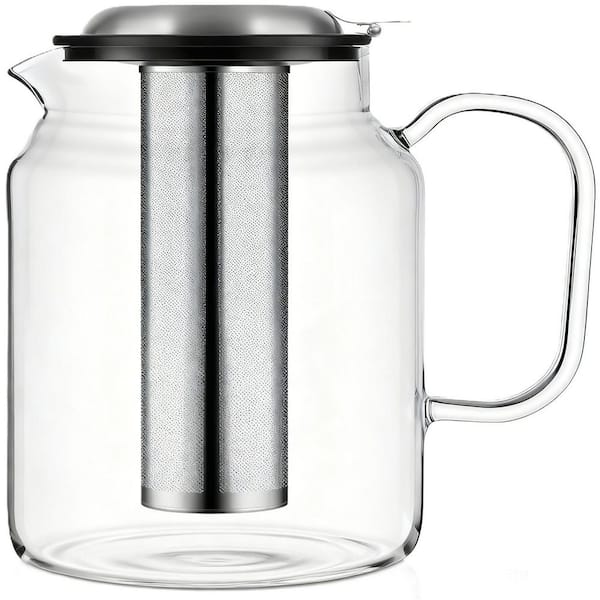 10-Cup Glass Teapot with Stainless Steel Removable Infuser, Ideal for Brewing Loose Leaf and Blooming Tea