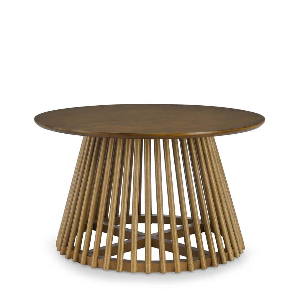 Walnut Brown Modern Minimalist Coffee Table with Solid Wood Top