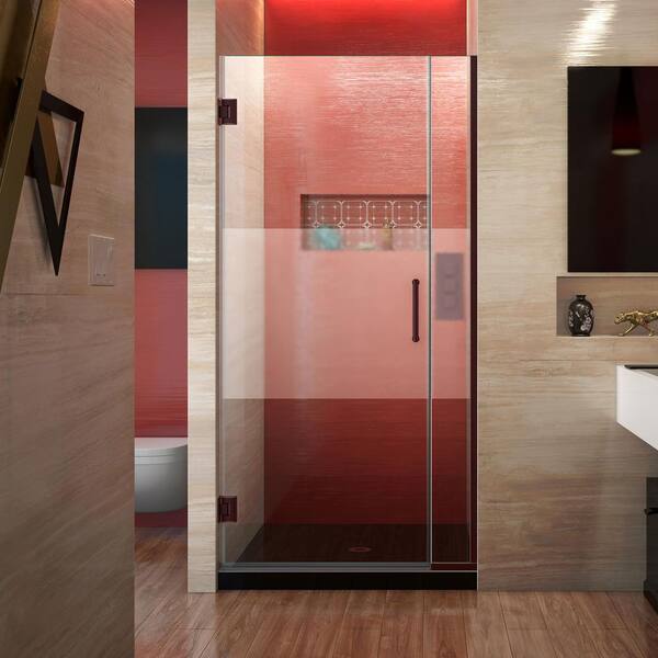 DreamLine Unidoor Plus 29.5 to 30 in. x 72 in. Frameless Hinged Shower Door in Oil Rubbed Bronze