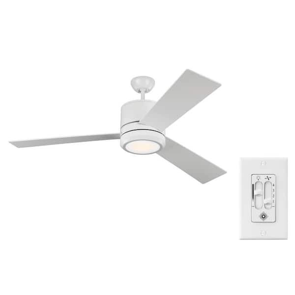 Vision Max 56 in. Modern Integrated LED Indoor/Outdoor Matte White Ceiling Fan with Wall Switch Control