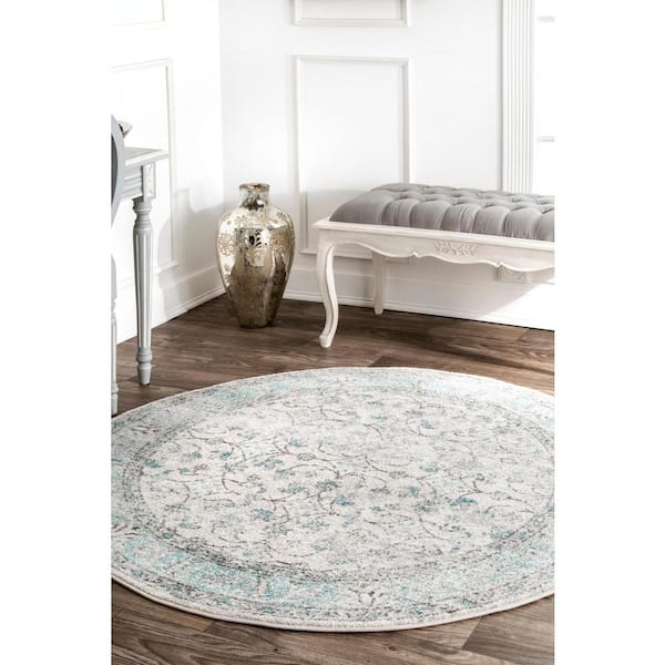 nuLOOM Rio 8 ft. x 8 ft. Vintage Aqua Indoor Round Rug RZBD19A