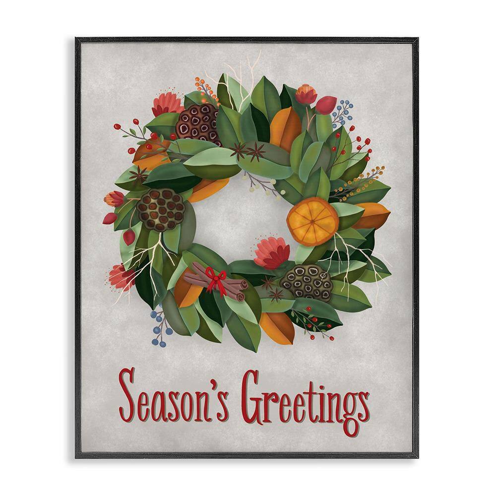 Holiday Greeting Potpourri Wreath by Darlene Seale 1-Piece Black Framed Giclee Typography Art Print 14 in. x 11 in. price history on PriceWatchPro