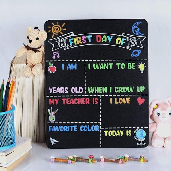 Reusable Sign Board Afoxsos 1-Pack 14 x 11 in. Double-Sided Reusable Chalkboard Sign for ...