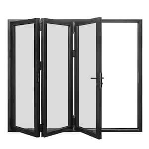 Forever Doors 96 in. x 80 in. Matte Black Left Out-Swing Thermal Break Aluminum Folding Door