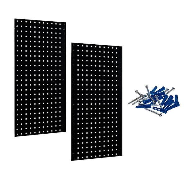 Triton Products (2) 18 in. W x 36 in. H x 9/16 in. D Black Epoxy, 18-Gauge Steel Square Hole Pegboards