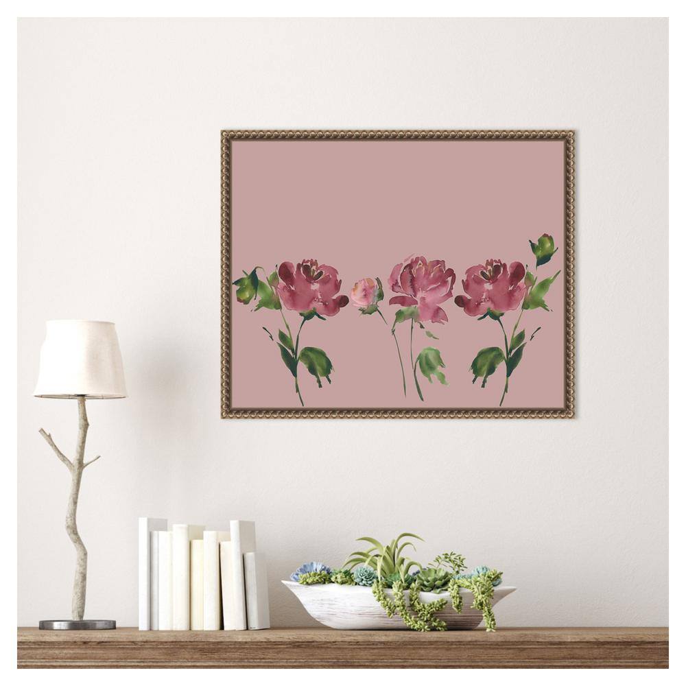 Mauve Peonies Beaded Framed Canvas Wall Art