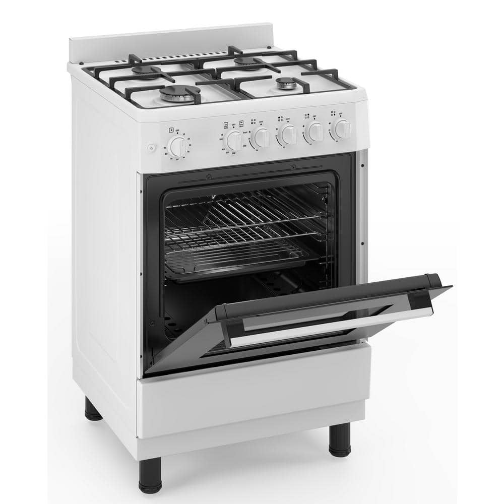 Premium White Freestanding Gas Range with 4 Burners and Oven