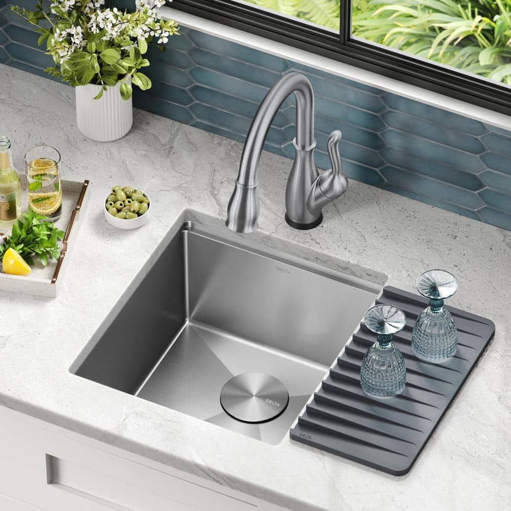 Delta 17" Stainless Steel Undermount Bar Prep Sink with WorkFlow Ledge