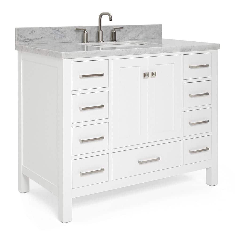 Cambridge 43" White Marble Single Basin Vanity Set