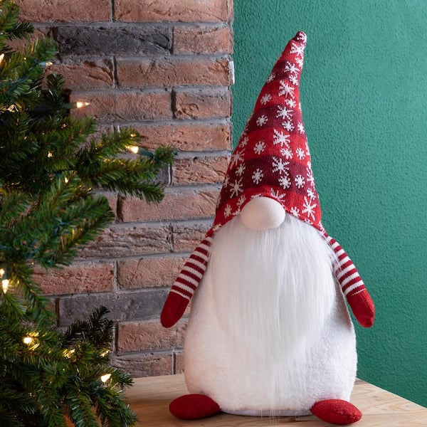 Glitzhome 24 in. H Fabric Christmas Gnome Standing Decor 2010900001 - The  Home Depot
