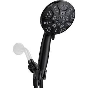 6-Spray Patterns with 1.8 GPM 9.55 in. Wall Mount Rain Fixed Shower Head in Black
