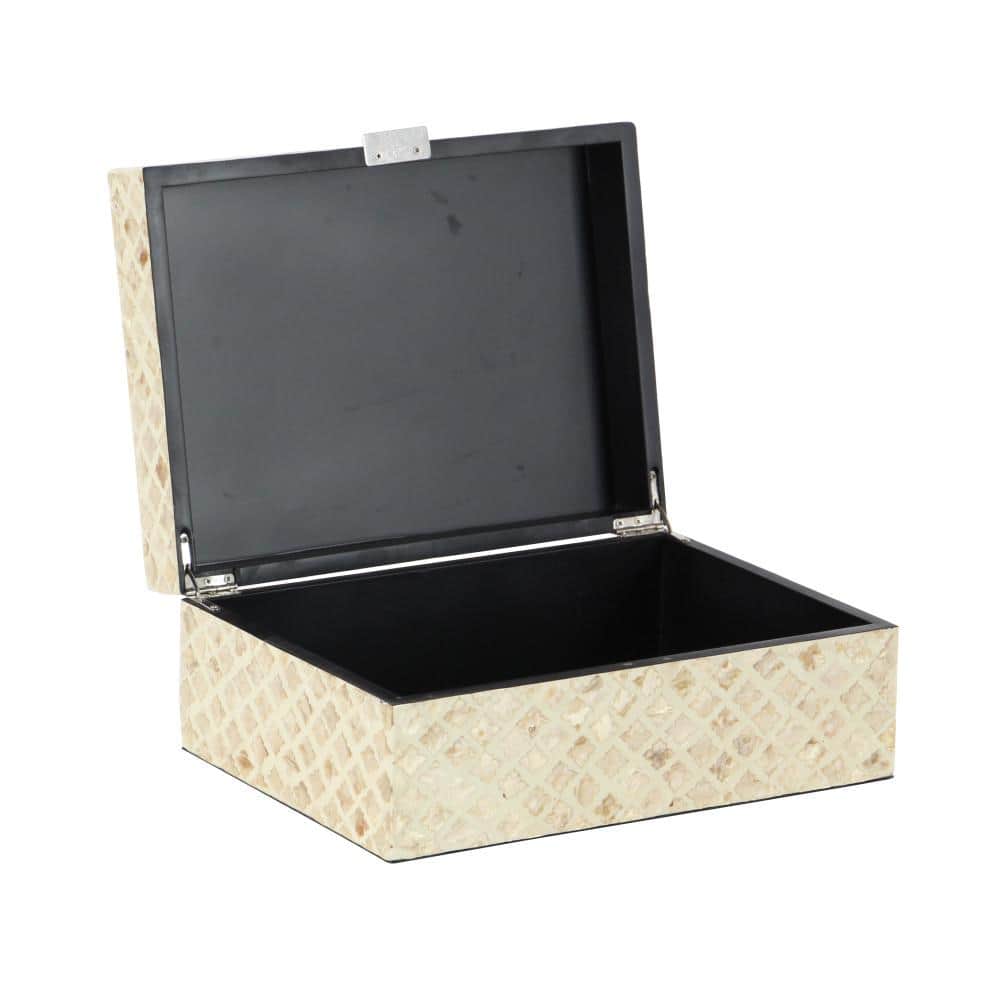 Set of 2 Cream Mother of Pearl Shell Decorative Boxes