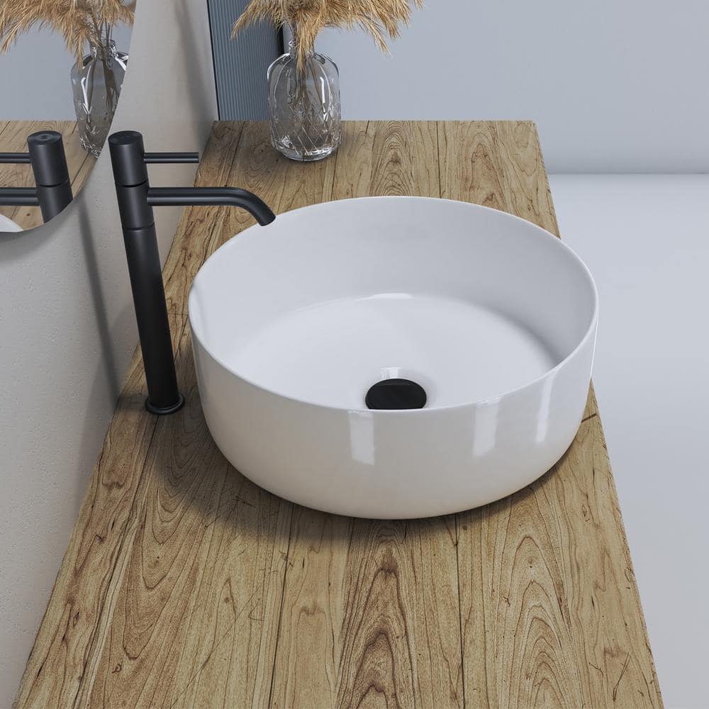 14'' Round White Ceramic Undermount Bathroom Sink