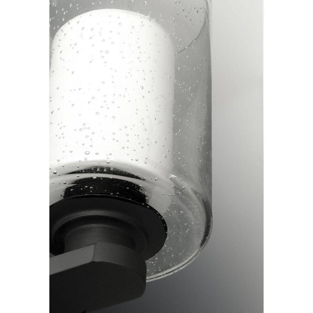 Black Aluminum Outdoor Wall Lantern with Seeded Glass Shade