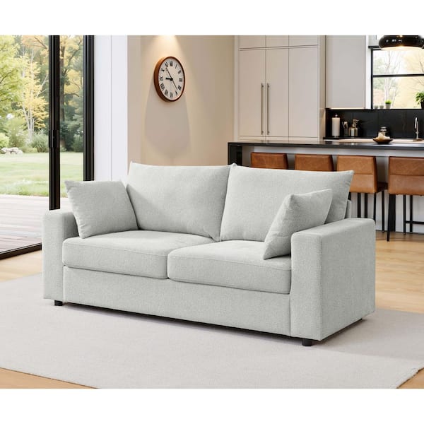 Salt 71 in. Polyester Upholstered Square Arm Rectangle Sofa in Beige with Deep Cushions, Removable Pillows