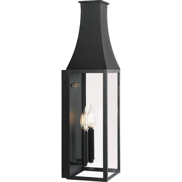 Progress Lighting Radcliffe Collection 2-Light Incandescent Large Black New Traditional Outdoor Wall Lantern Sconce