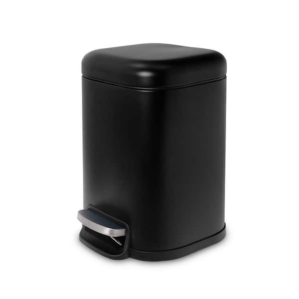 Square 6 L/1.6 Gal Pedal Trash Bin with Soft Close Lid in Matte Black