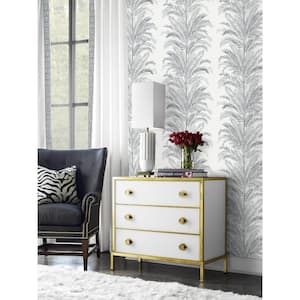 30.75 sq. ft. Luxe Haven Harbor Mist Keana Palm Vinyl Peel and Stick Wallpaper Roll