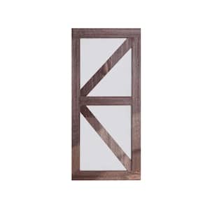 36 in. x 84 in. K Pane Full Lite Frosted Glass Dark Walnut Assembled Solid Natural Pine Wood Barn Door Slab with Frame
