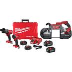 M18 FUEL 18-Volt Lithium-Ion Brushless Cordless Hammer Drill/Band Saw/Impact Driver Combo Kit 3-Tool with (4) Batteries