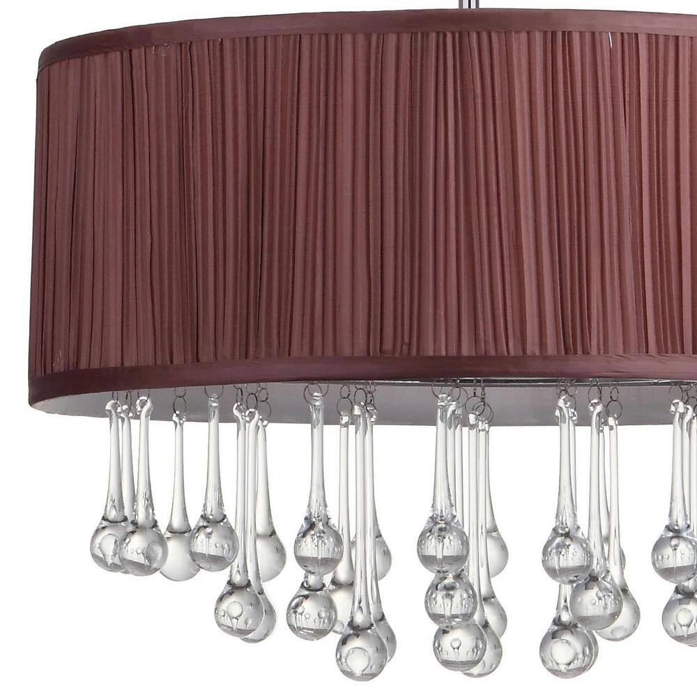 Chrome Crystal Drum Pendant Light with Fluorescent Bulb