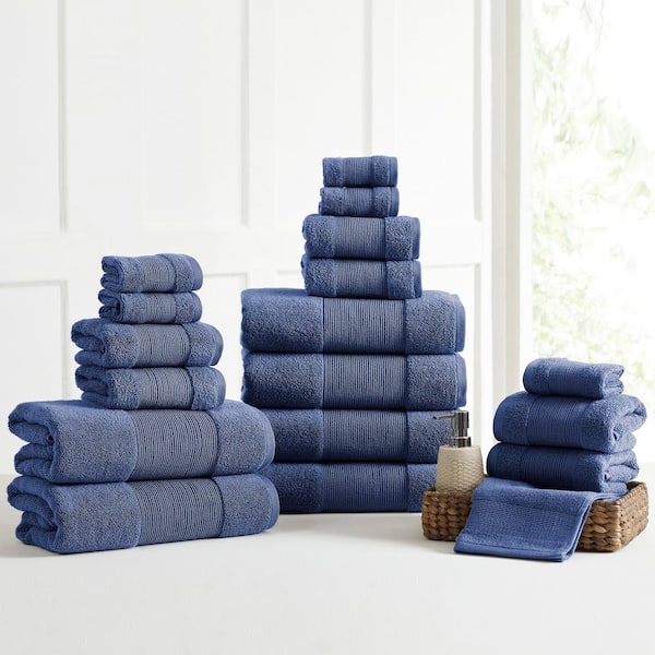 MODERN THREADS Air Cloud 18-Piece Navy Towel Set