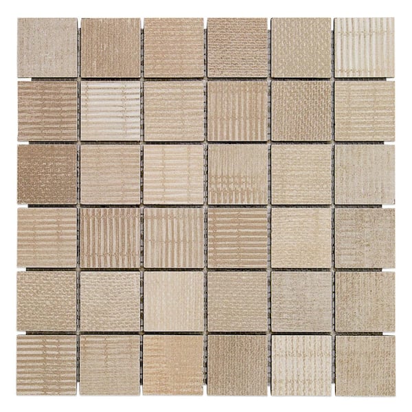 Lungo Sand 11.81 in. x 11.81 in. 10mm Matte porcelain Floor and Wall Mosaic Tile (0.97 sq. ft. per Sheet)