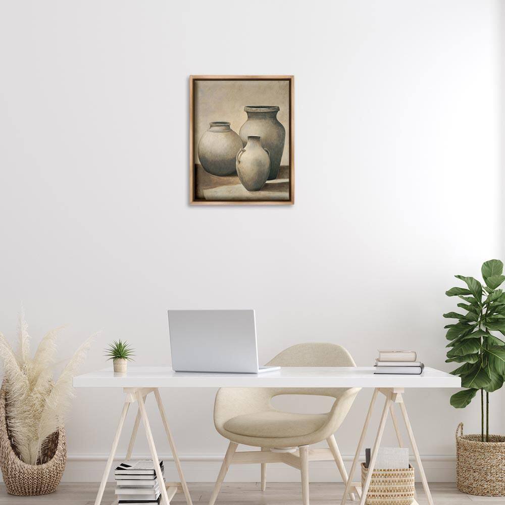 Trio of Vases Still Life by Andre Mazo Brown Floater Frame Coastal Graphic Art Print 21 in. x 17 in. price history on PriceWatchPro