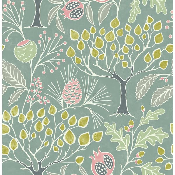 A-Street Prints Shiloh Green Botanical Green Wallpaper Sample