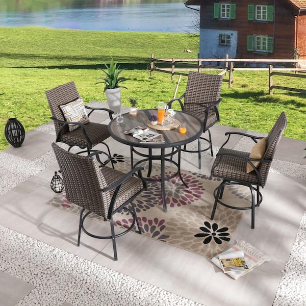 Patio Festival 5-Piece Wicker Bar Height Outdoor Dining Set
