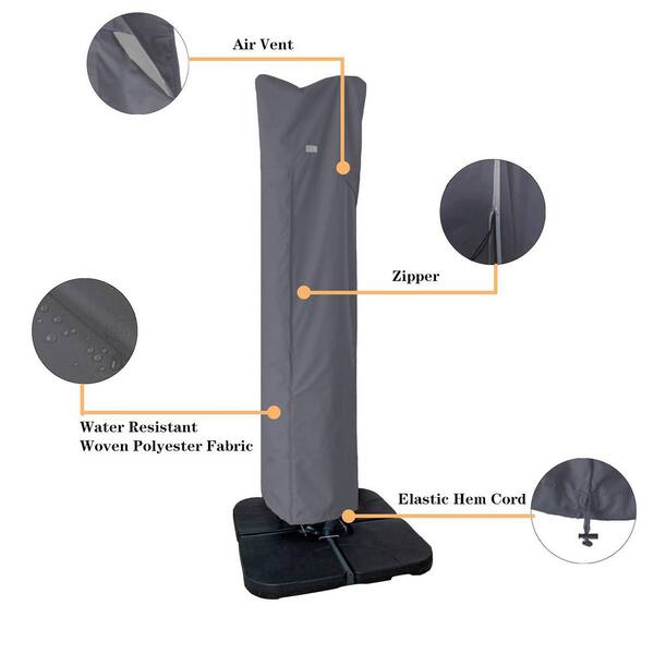 grey patio umbrella cover Lyon Replacement For 9 Ft. Market Abba Color: Gray Each cover includes a metal installation rod so you can pull the cover over your umbrella easily without struggling or climbing Outdoor Umbrella Covers | Coverstore™