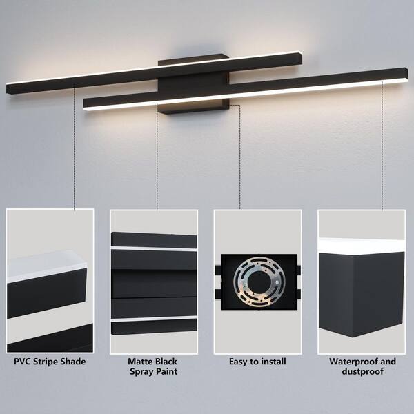 Maxax Washington 36 in. 2-Light Spray Paint Black Modern LED