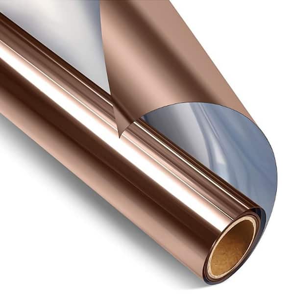 24 in. W x 197 in. L Heat Blocking Anti UV Daytime Blackout Decorative Window Film with One Way Reflective, Tea Silver