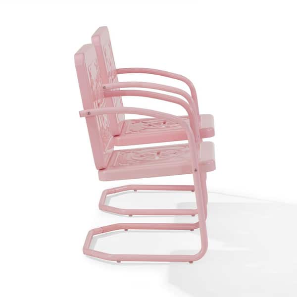CROSLEY FURNITURE Azalea Pink Metal Outdoor Lounge Chair Set of 2
