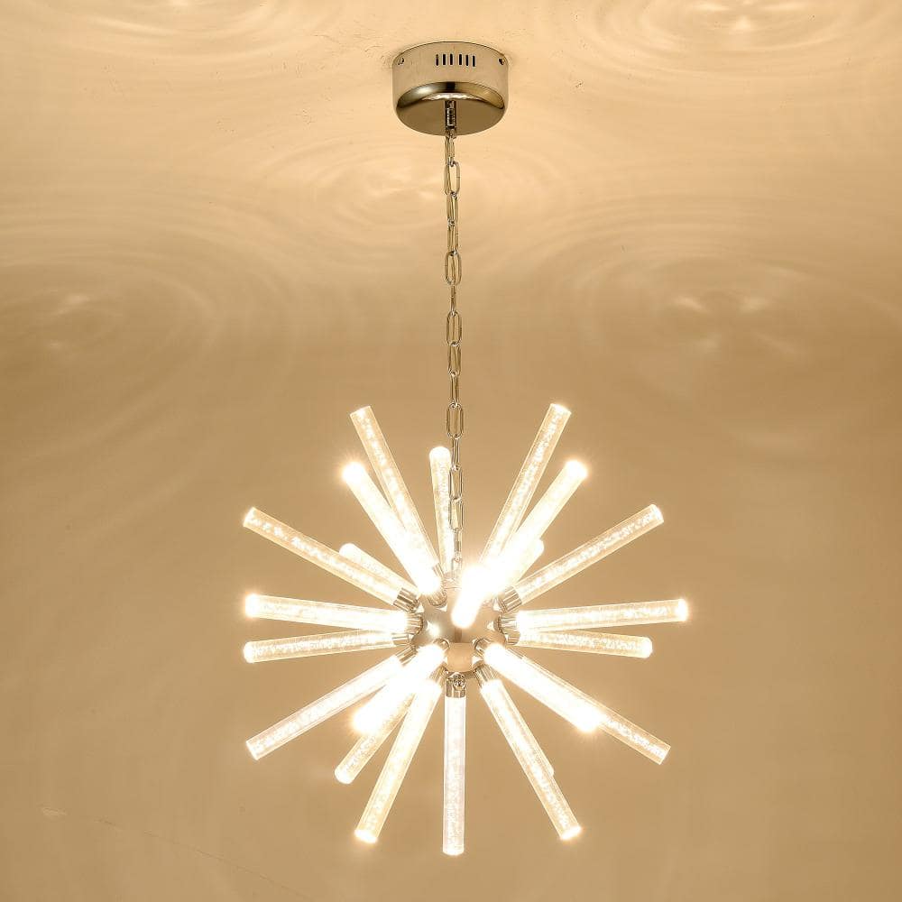 23 in. 24-Light Bubble Pillar Chandelier, Adjustable Height, Nickel Finish Pendant Light for Living Room Dining Room price history on PriceWatchPro