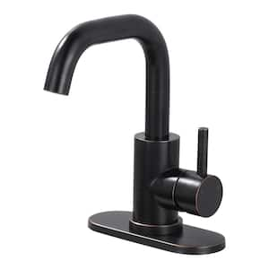 Single Handle Stainless Steel Bar Faucet with Supply Lines and Deckplate in Oil Rubbed Bronze