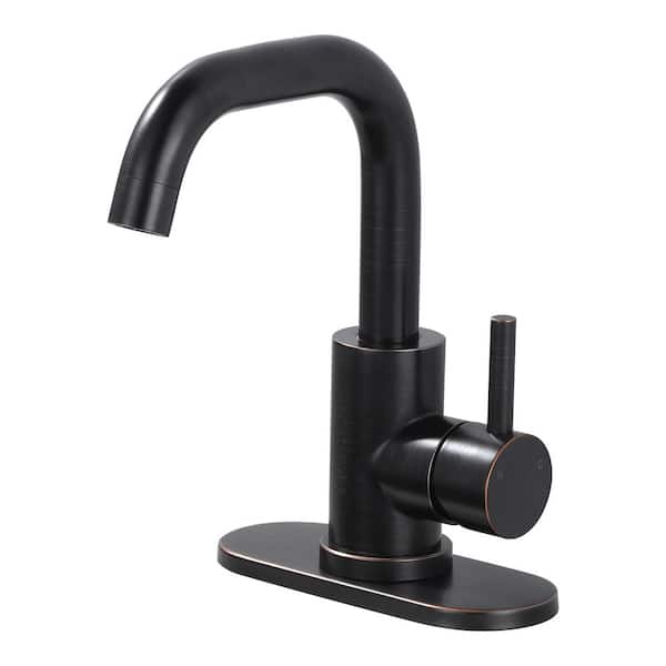 ARCORA Single Handle Stainless Steel Bar Faucet with Supply Lines and Deckplate in Oil Rubbed Bronze