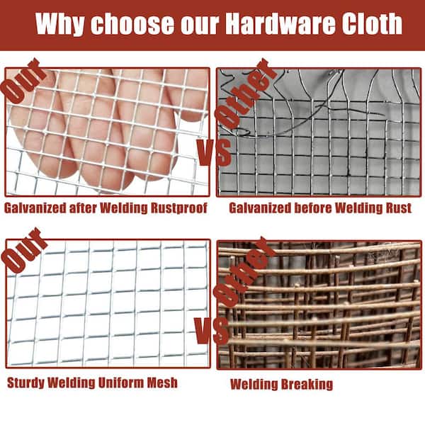 Angel Sar 1/4 in. x 2 ft. x 20 ft. Hardware Cloth, 23 Gauge Hot-dip Galvanized After Welding, Chicken Wire Fence Garden Fencing