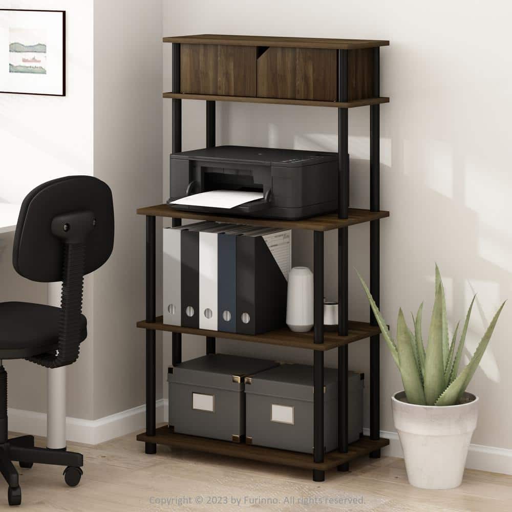 Columbia Walnut and Black PVC Freestanding 4-Shelf Storage Unit