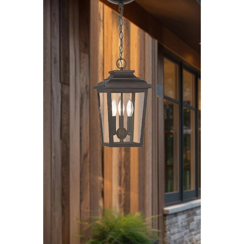 Chelesa Bronze 3-Light Outdoor Pendant with Clear Glass Shade