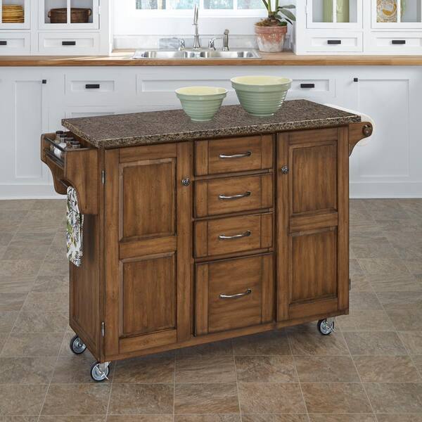 Home Styles Create-a-Cart Warm Oak Kitchen Cart With Quartz Top
