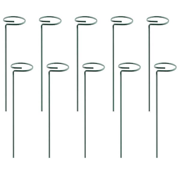 Movisa Plant Support Stakes Garden Flower Single Stem Support Stake Iron Plant Cage Support Ring (10-Piece)