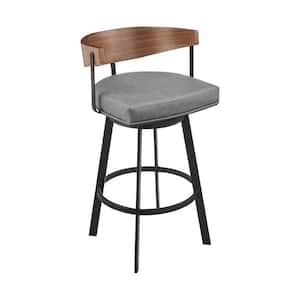 Lacey 30 in. Vintage Gray Metal Bar Stool with Faux Leather Seat