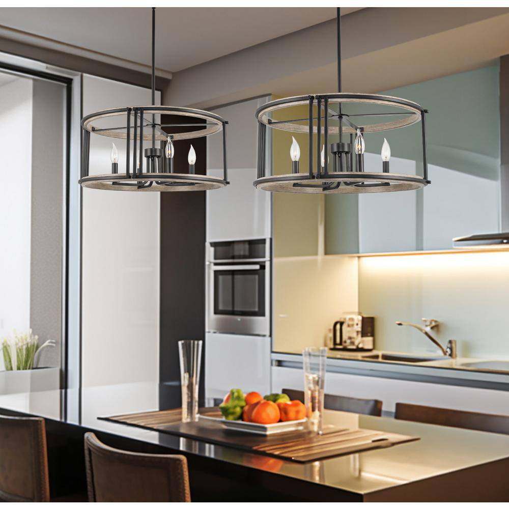 Vista 23" Black Metal Farmhouse Drum Pendant Light